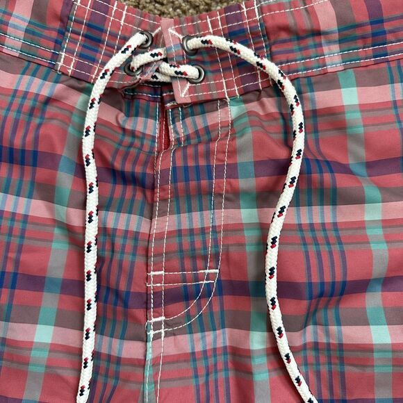 Lands End Men's Swim Plaid Board Shorts Trunks Sz M 32-34 Preppy - Picture 3 of 9